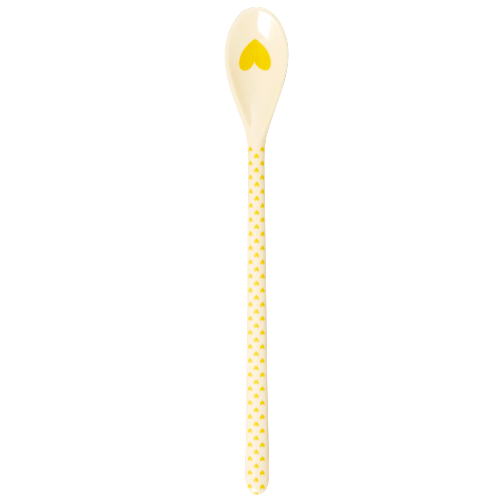 RICE - Cuillère à latte - Imprimé coeur - Jaune
