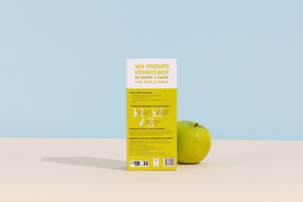 PIMPANT - Kit découverte gel douche pomme verte (1 bouteille + 1 stick)  