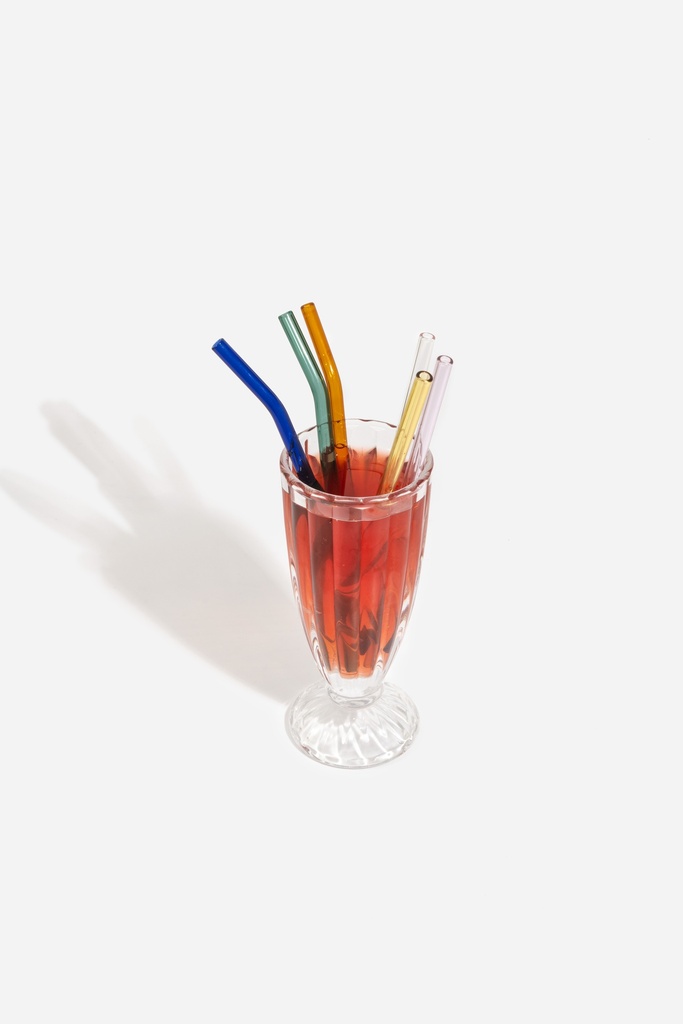 Pailles multicolores réutilisables en verre