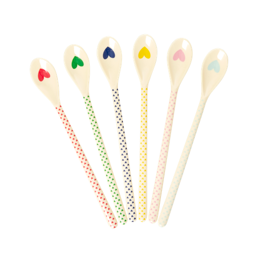 RICE - Cuillère à latte - Imprimé coeur - Vert